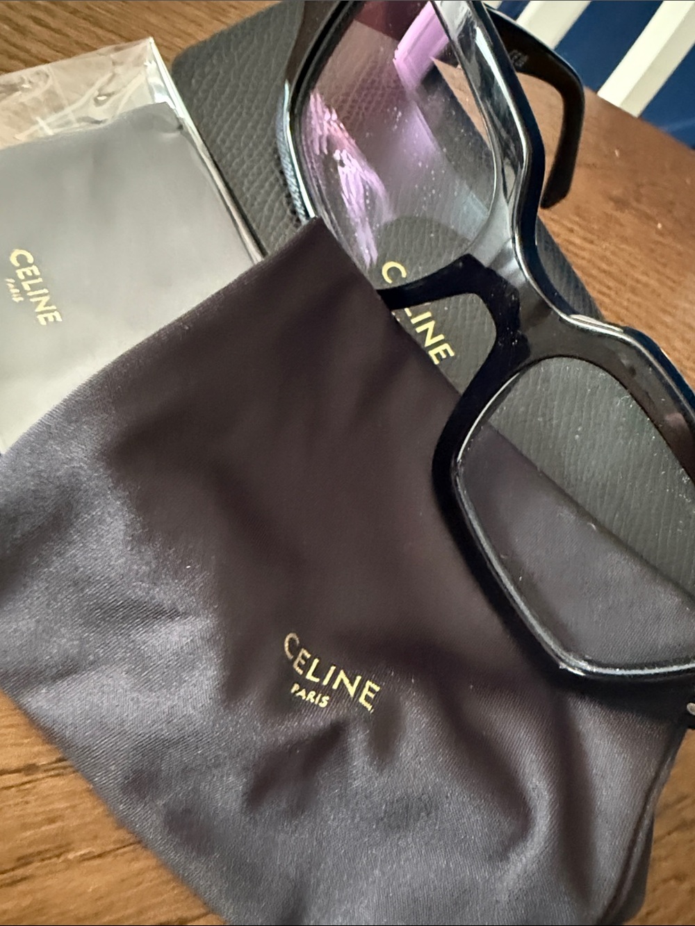 Celine 3 DOTS CL50147I 001 Shiny Black Square Women's Eyeglasses with CASE